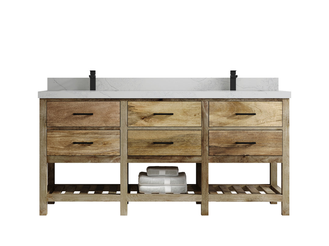 Parker Mango Wood 72 in. W x 22 in. D Double Sink Bathroom Vanity