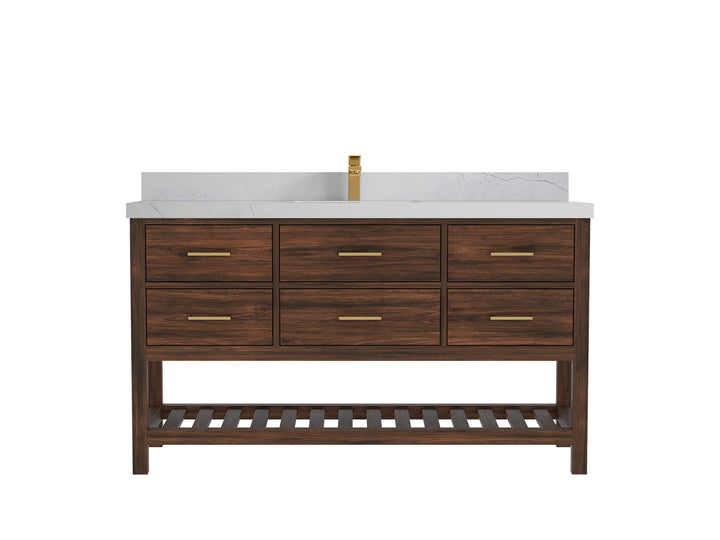 Parker Teak Wood 60 in. W x 22 in. D Single Sink Bathroom Vanity - photo 1