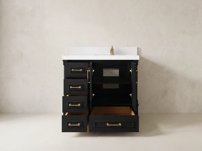 Aberdeen 36 in. W x 22 in. D Right Offset Sink Bathroom Vanity