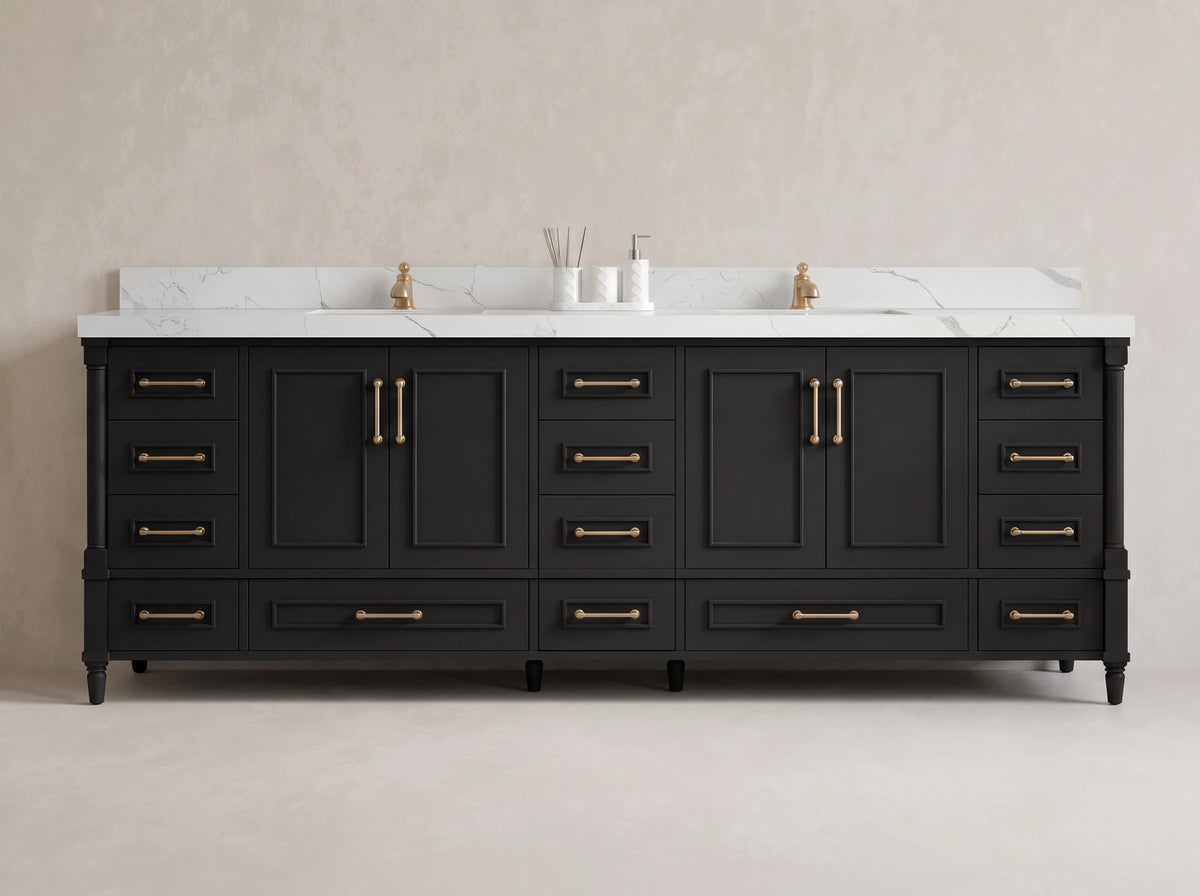 Aberdeen 96 in W x 22 in D Free Standing Double Sink Bathroom Vanity
