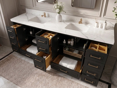 Aberdeen 96 in W x 22 in D Free Standing Double Sink Bathroom Vanity