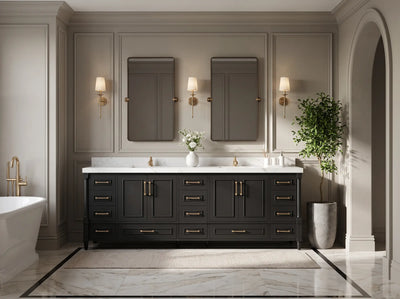 Aberdeen 96 in W x 22 in D Free Standing Double Sink Bathroom Vanity