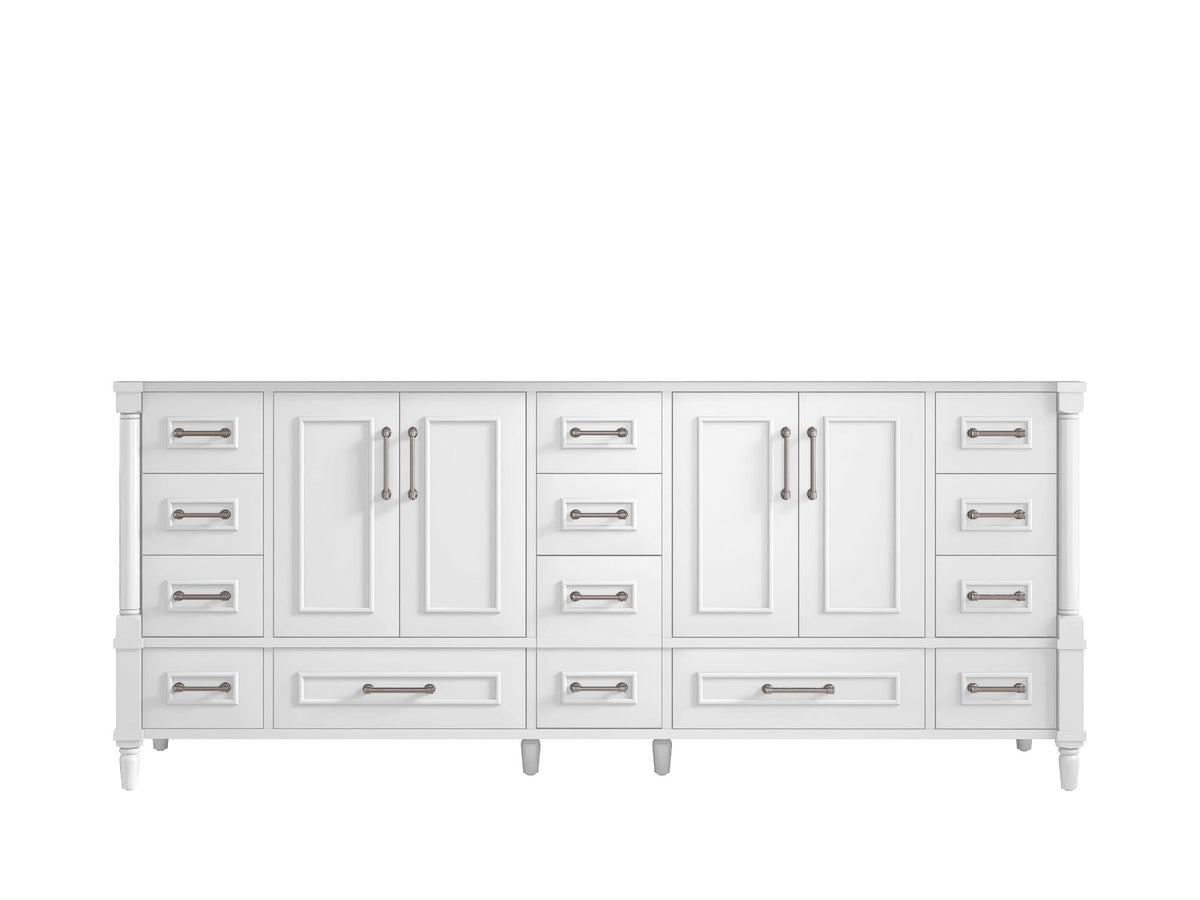 Aberdeen 80 in. W x 22 in. D Double Sink Bathroom Vanity in White with countertop - Cabinet Only
