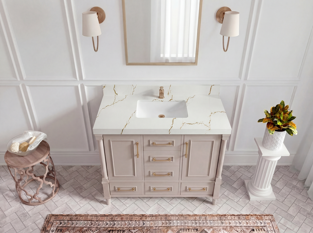 Aberdeen 42 in. W x 22 in. D Single Sink Bathroom Vanity | 
              
                Pink
                
                  
             - ABD_PNK_WHQZ_42 - photo №26