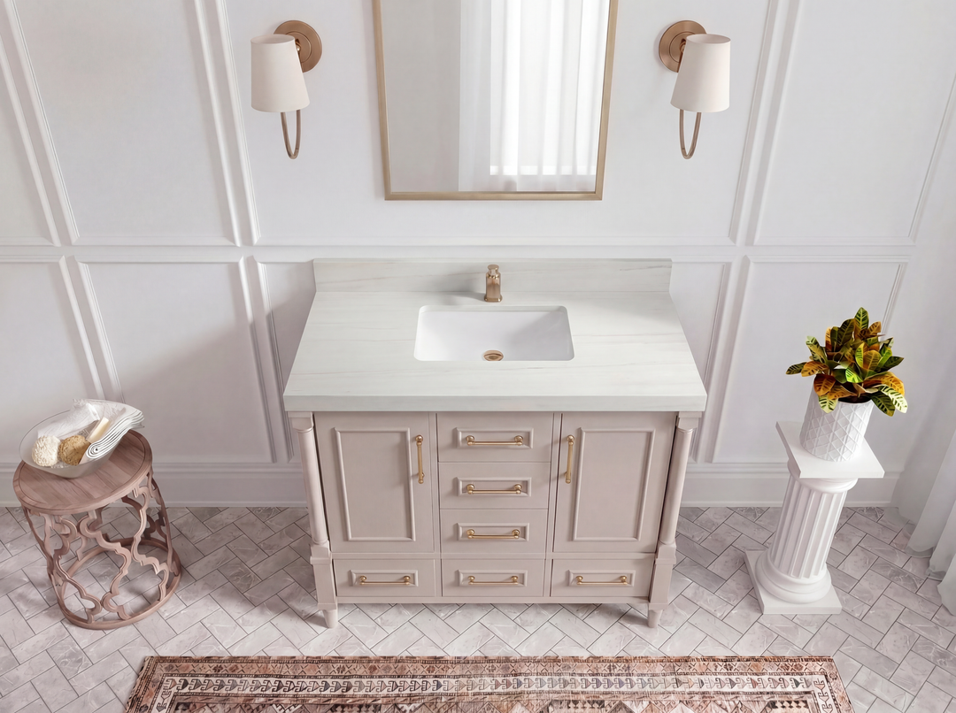 Aberdeen 42 in. W x 22 in. D Single Sink Bathroom Vanity | 
              
                Pink
                
                  
             - ABD_PNK_WHQZ_42 - photo №28