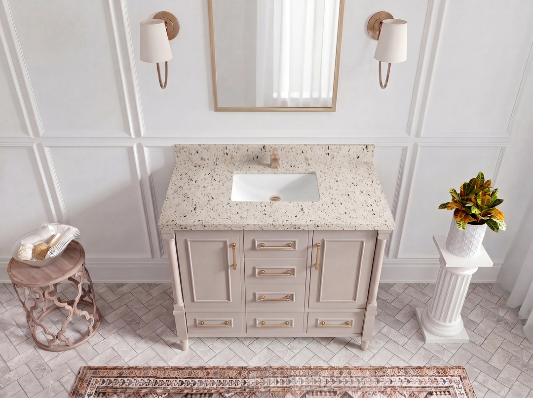 Aberdeen 42 in. W x 22 in. D Single Sink Bathroom Vanity | 
              
                Pink
                
                  
             - ABD_PNK_WHQZ_42 - photo №33