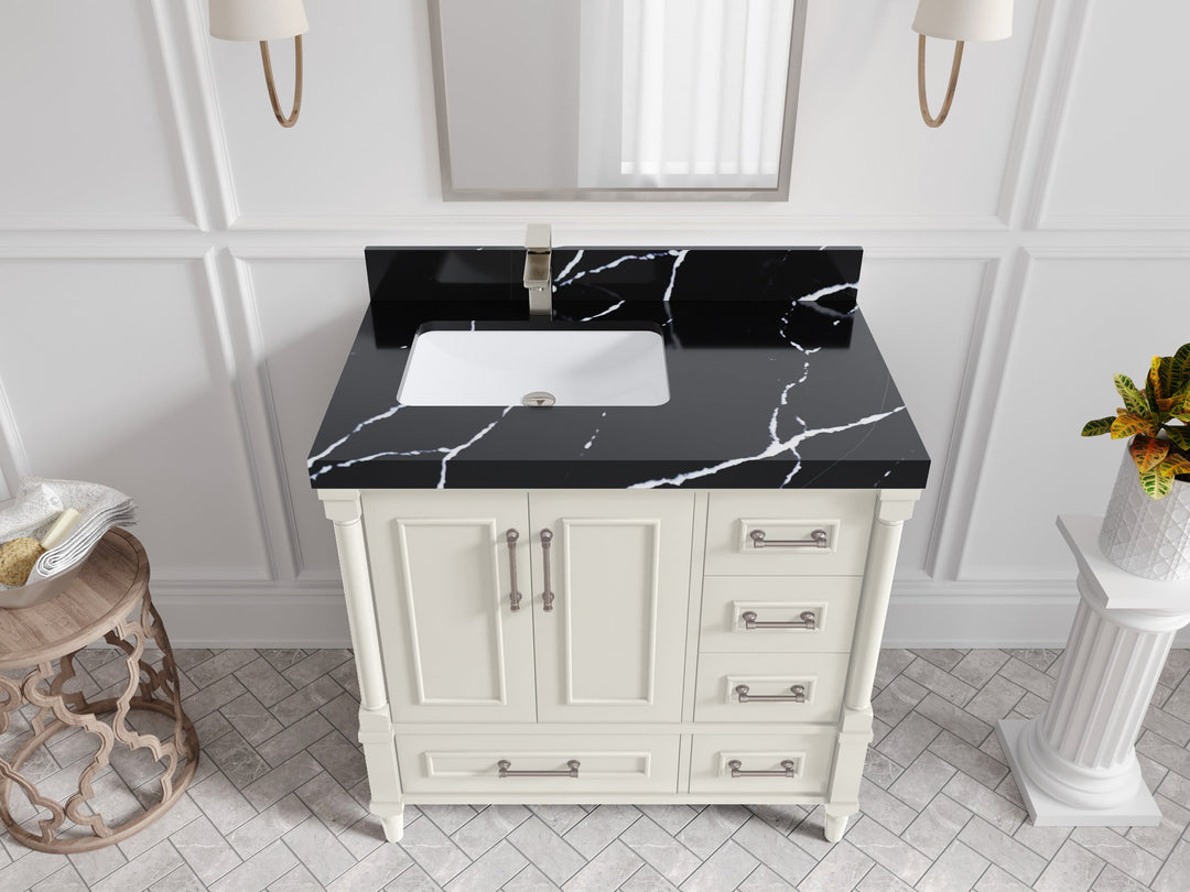 Aberdeen 36 in. W x 22 in. D Left Offset Sink Bathroom Vanity