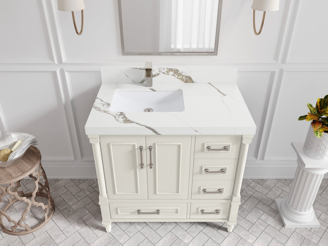 Aberdeen 36 in. W x 22 in. D Left Offset Sink Bathroom Vanity