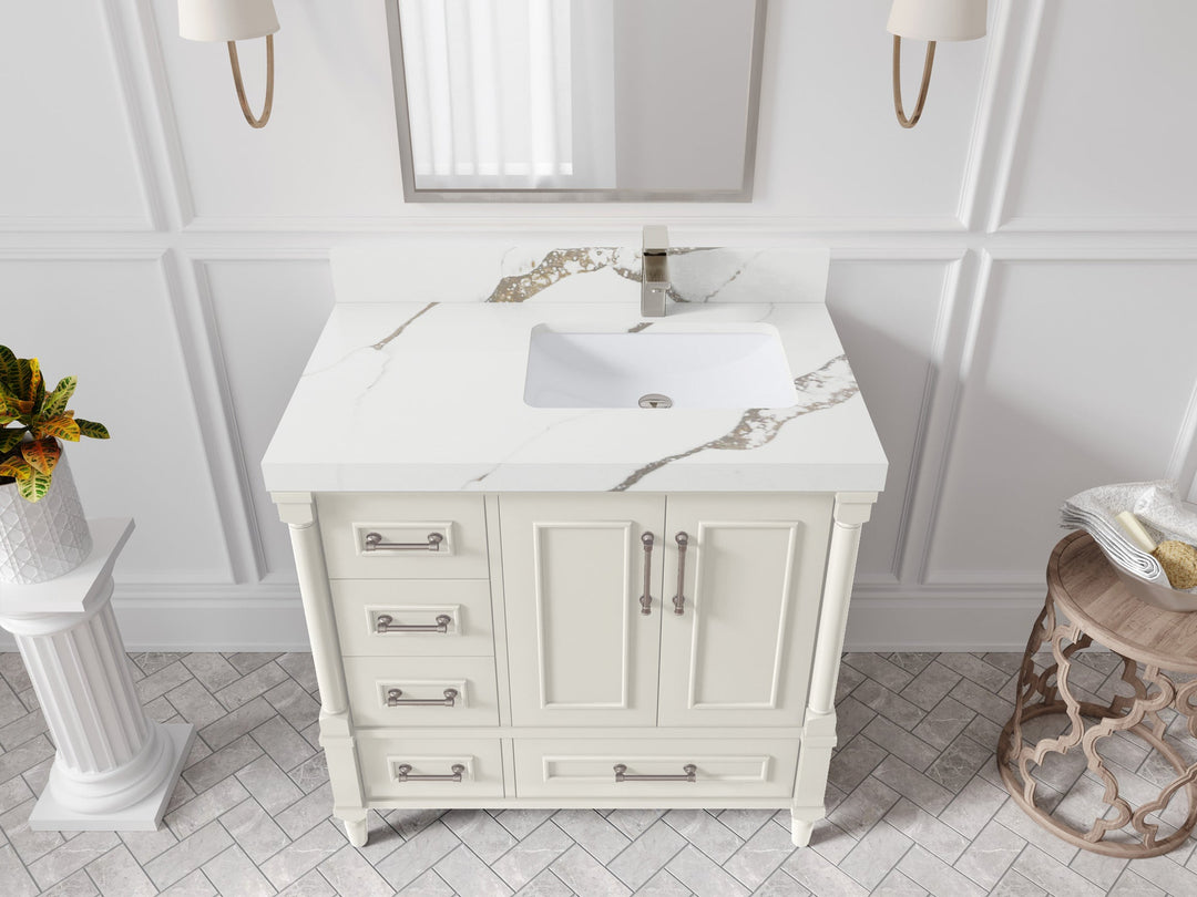 Aberdeen 36 in. W x 22 in. D Right Offset Sink Bathroom Vanity