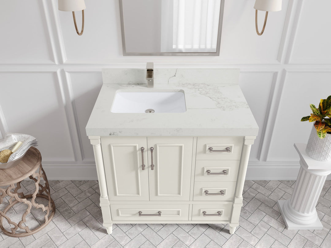 Aberdeen 36 in. W x 22 in. D Left Offset Sink Bathroom Vanity
