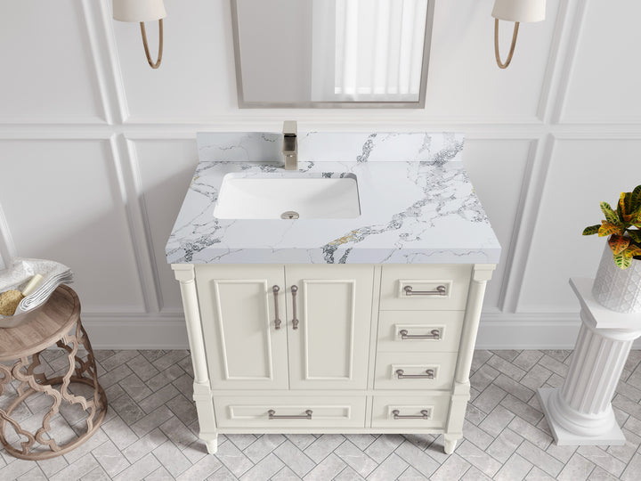Aberdeen 36 in. W x 22 in. D Left Offset Sink Bathroom Vanity - photo 43