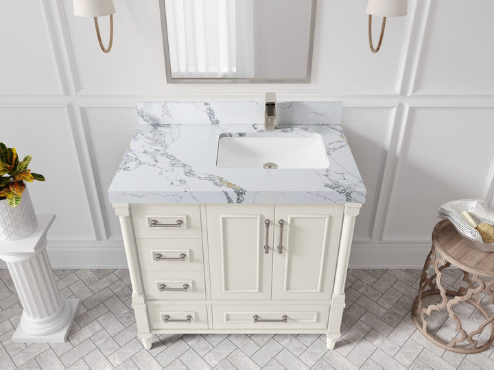 Aberdeen 36 in. W x 22 in. D Right Offset Sink Bathroom Vanity - photo 30