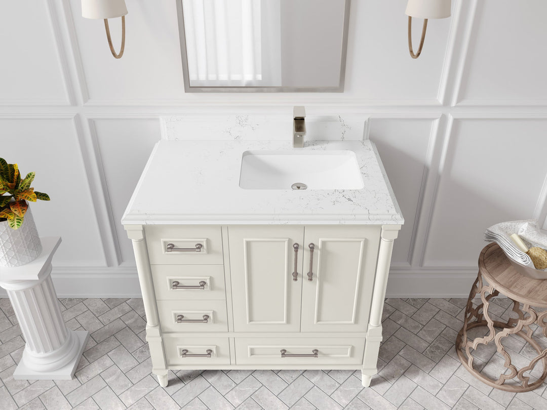 Aberdeen 36 in. W x 22 in. D Right Offset Sink Bathroom Vanity