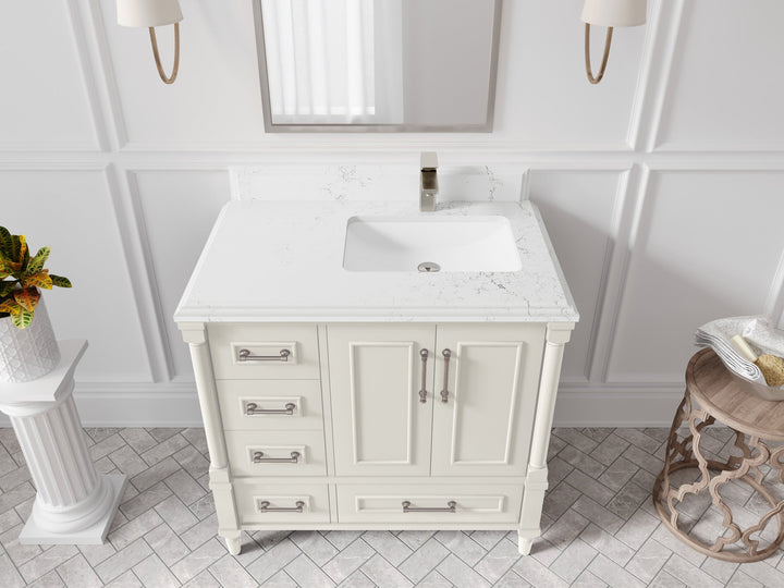 Aberdeen 36 in. W x 22 in. D Right Offset Sink Bathroom Vanity - photo 15