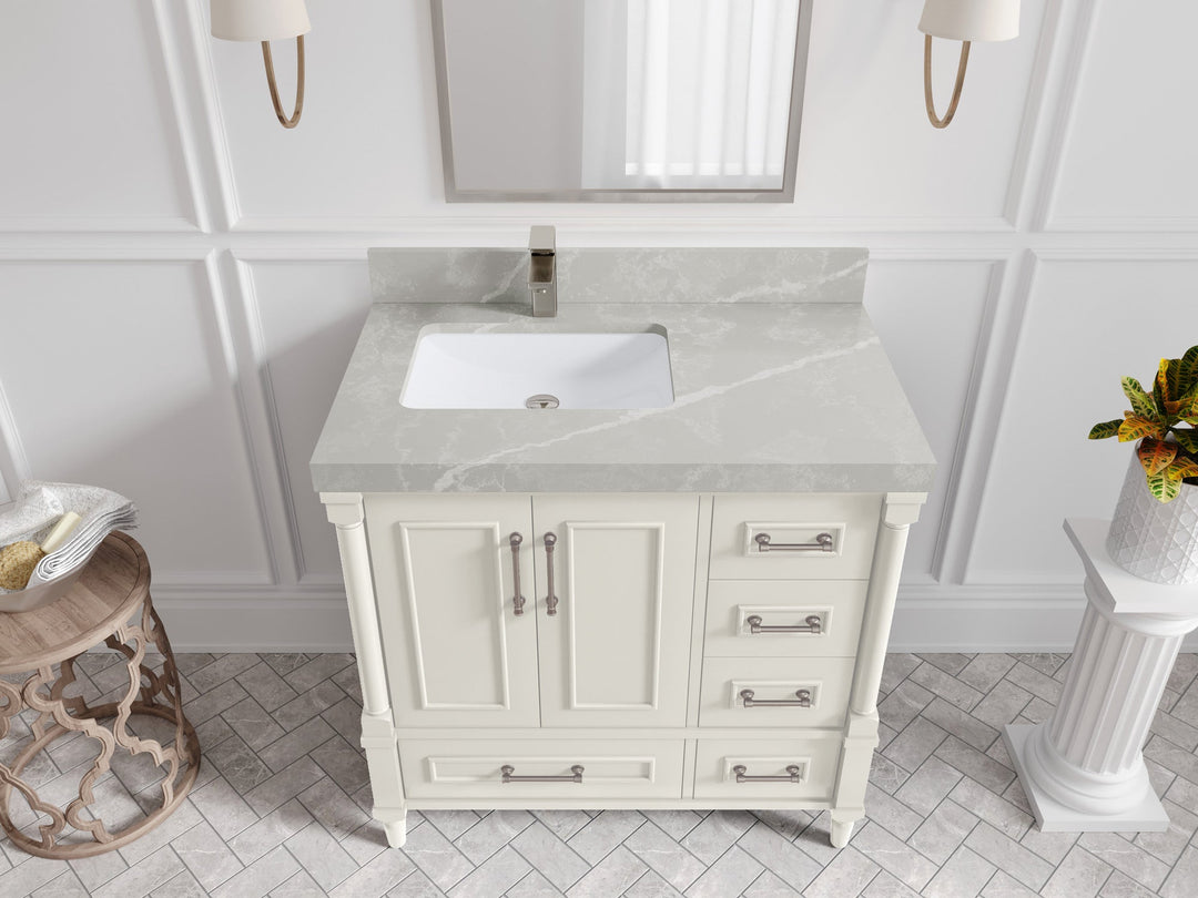 Aberdeen 36 in. W x 22 in. D Left Offset Sink Bathroom Vanity