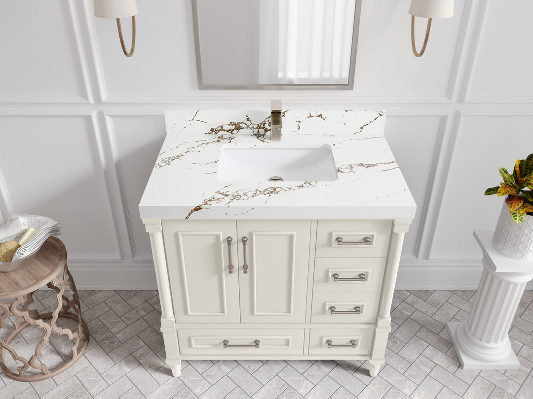 Aberdeen 36 in. W x 22 in. D Center Sink Bathroom Vanity