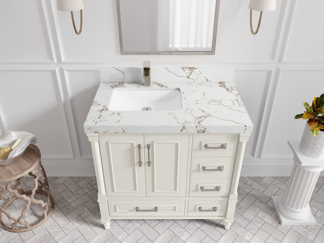 Aberdeen 36 in. W x 22 in. D Left Offset Sink Bathroom Vanity