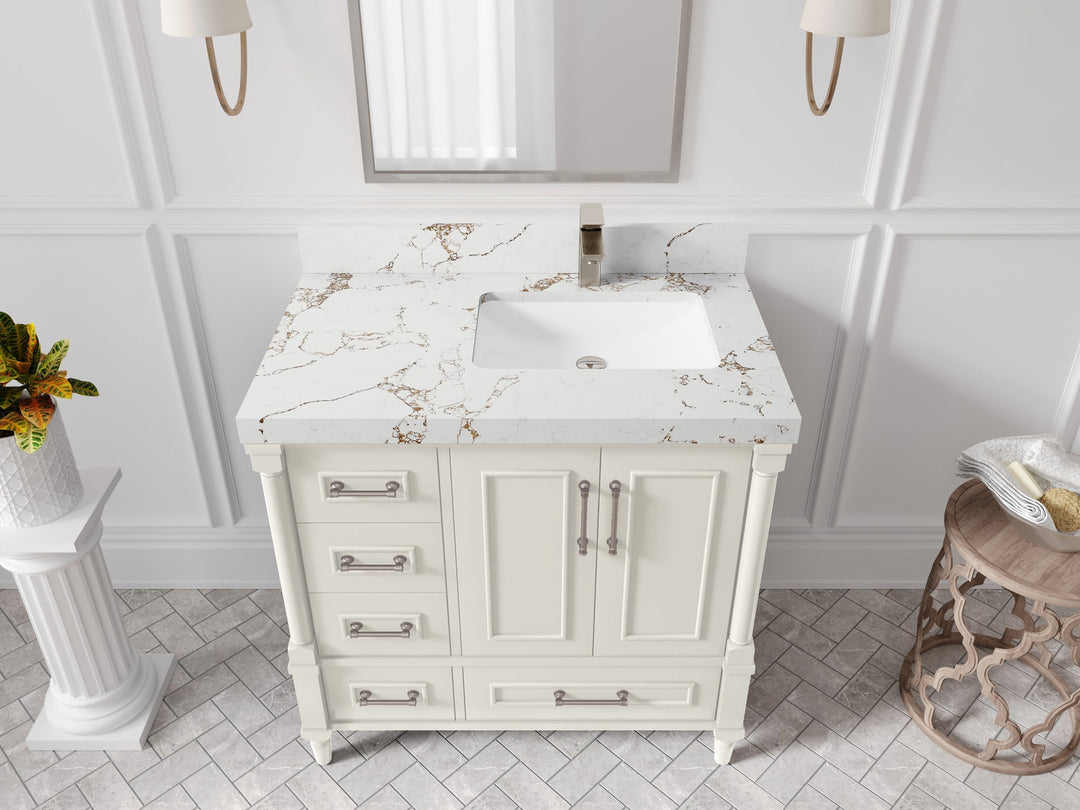 Aberdeen 36 in. W x 22 in. D Right Offset Sink Bathroom Vanity