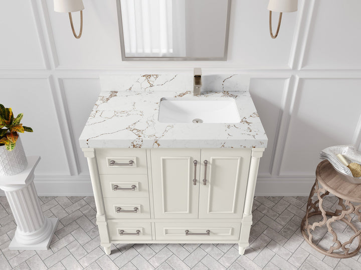 Aberdeen 36 in. W x 22 in. D Right Offset Sink Bathroom Vanity - photo 20