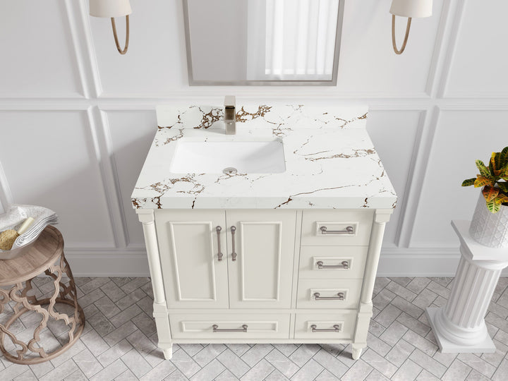 Aberdeen 36 in. W x 22 in. D Left Offset Sink Bathroom Vanity - photo 35