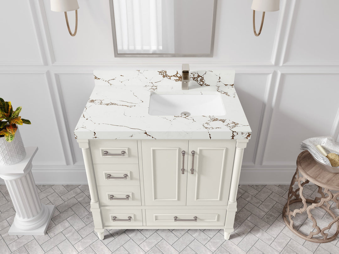 Aberdeen 36 in. W x 22 in. D Right Offset Sink Bathroom Vanity