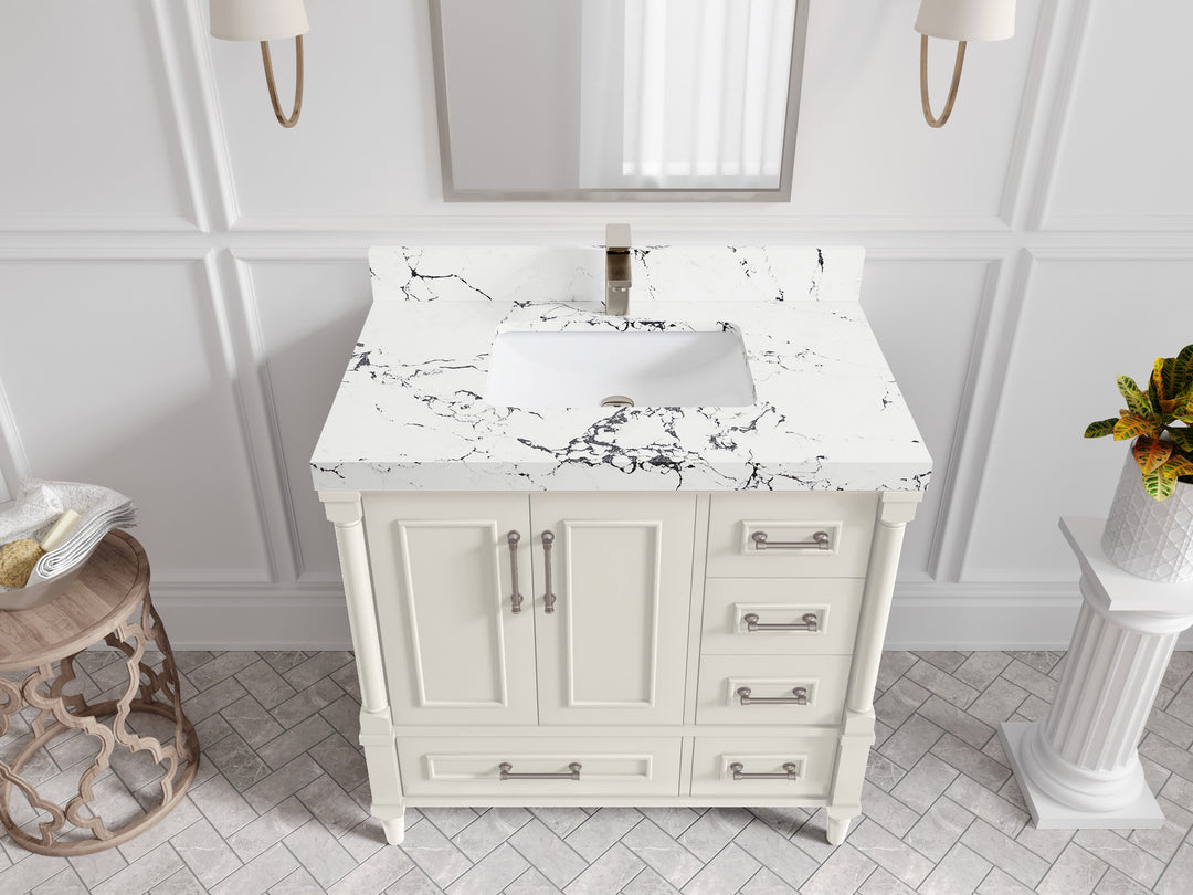 Aberdeen 36 in. W x 22 in. D Center Sink Bathroom Vanity