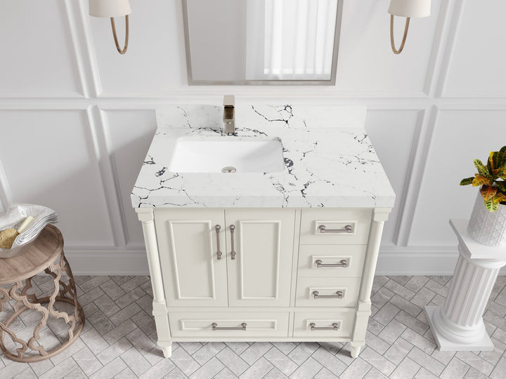 Aberdeen 36 in. W x 22 in. D Left Offset Sink Bathroom Vanity - photo 37