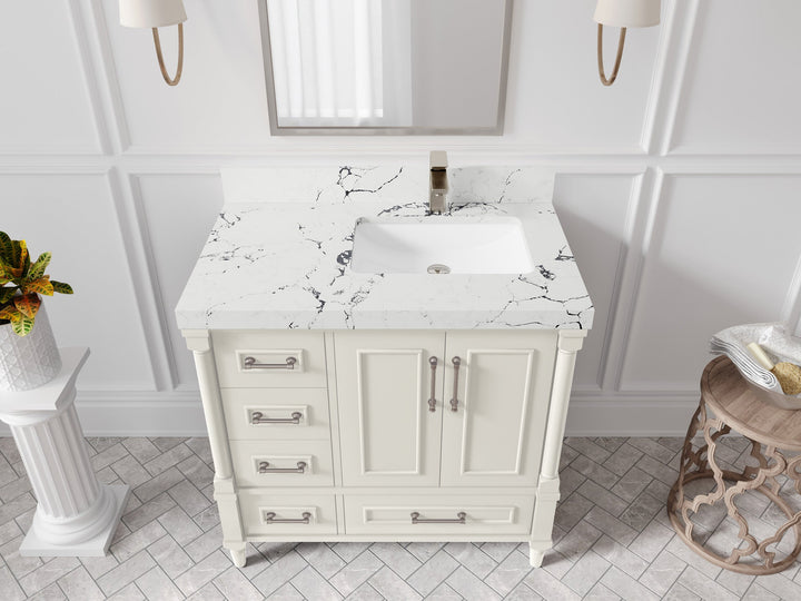 Aberdeen 36 in. W x 22 in. D Right Offset Sink Bathroom Vanity - photo 22