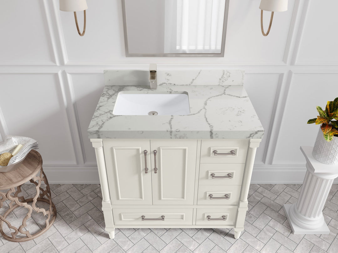 Aberdeen 36 in. W x 22 in. D Left Offset Sink Bathroom Vanity