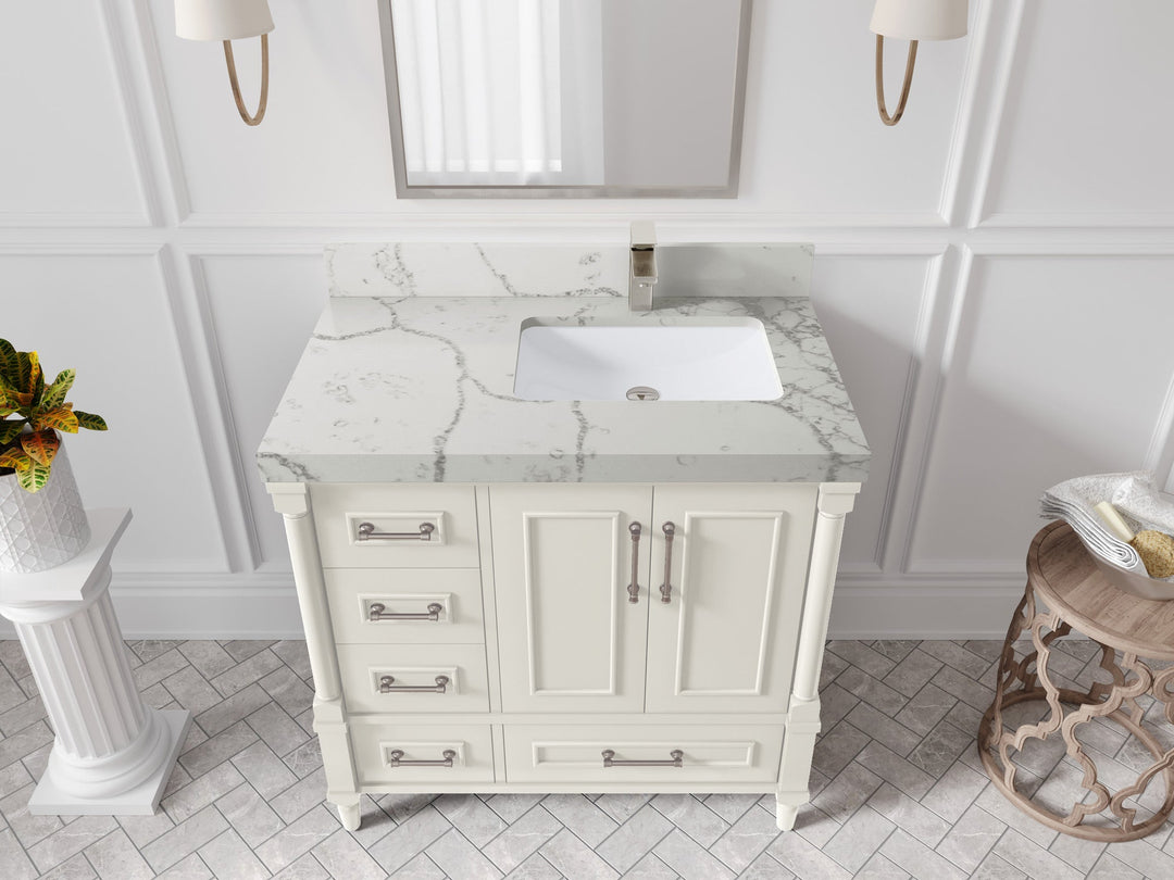 Aberdeen 36 in. W x 22 in. D Right Offset Sink Bathroom Vanity