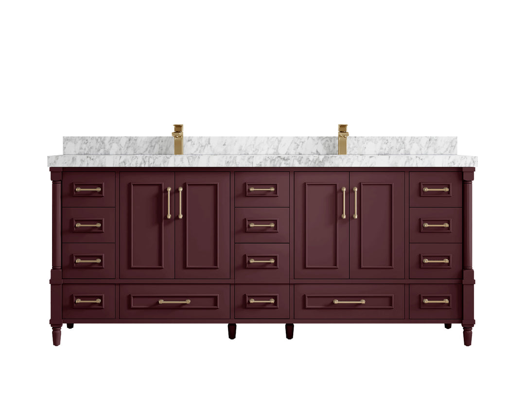 Aberdeen 80 in. W x 22 in. D Double Sink Bathroom Vanity in Blue Heather with 2 in. Carrara Marble Countertop