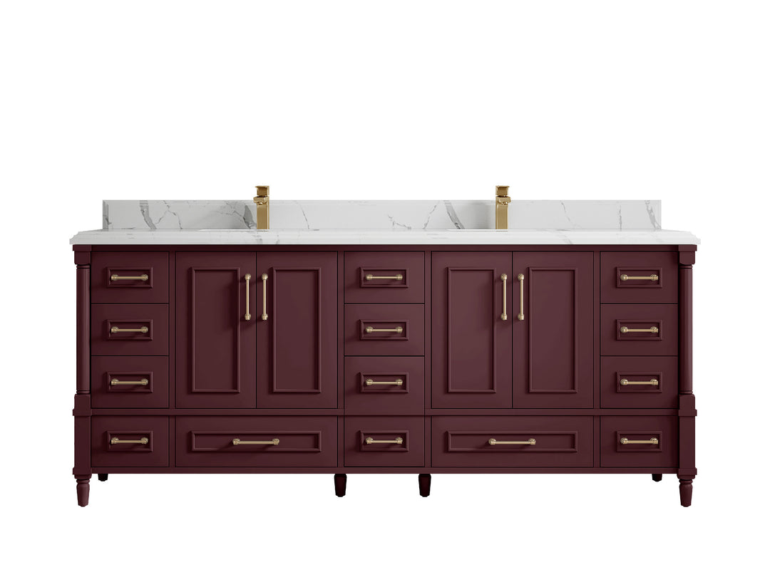 Aberdeen 80 in. W x 22 in. D Double Sink Bathroom Vanity in Blue Heather with Double Cove Edge 1.5 in Calacatta Laza Quartz Countertop