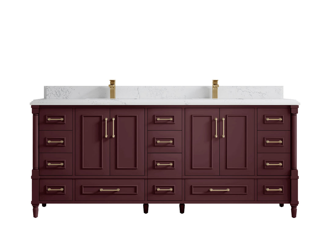 Aberdeen 80 in. W x 22 in. D Double Sink Bathroom Vanity in Blue Heather with Double Cove Edge 1.5 in Empira White Quartz Countertop