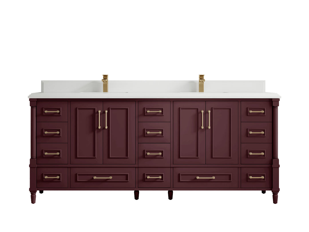 Aberdeen 80 in. W x 22 in. D Double Sink Bathroom Vanity in Blue Heather with Double Cove Edge 1.5 in White Quartz Countertop