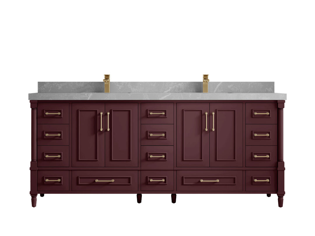 Aberdeen 80 in. W x 22 in. D Double Sink Bathroom Vanity in Blue Heather with 2 in. Pearl Light Gray Quartz Countertop