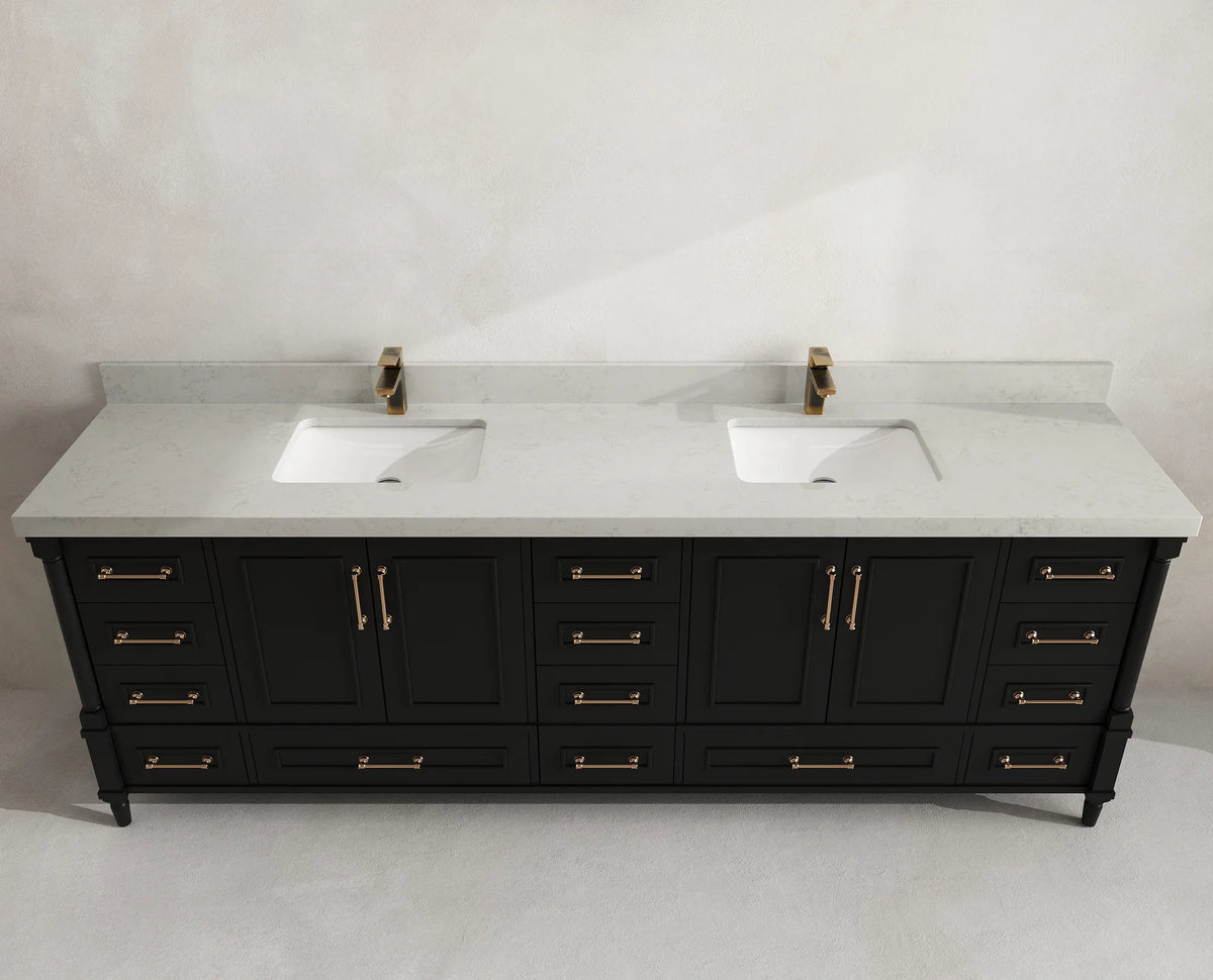 Aberdeen 96 in W x 22 in D Free Standing Double Sink Bathroom Vanity