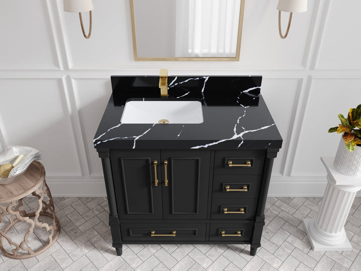 Aberdeen 36 in. W x 22 in. D Left Offset Sink Bathroom Vanity - photo 9