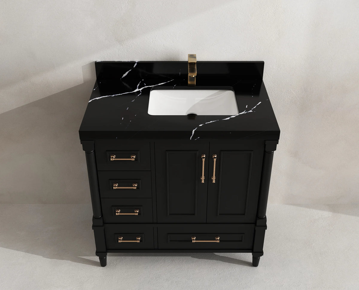 Aberdeen 36 in. W x 22 in. D Right Offset Sink Bathroom Vanity