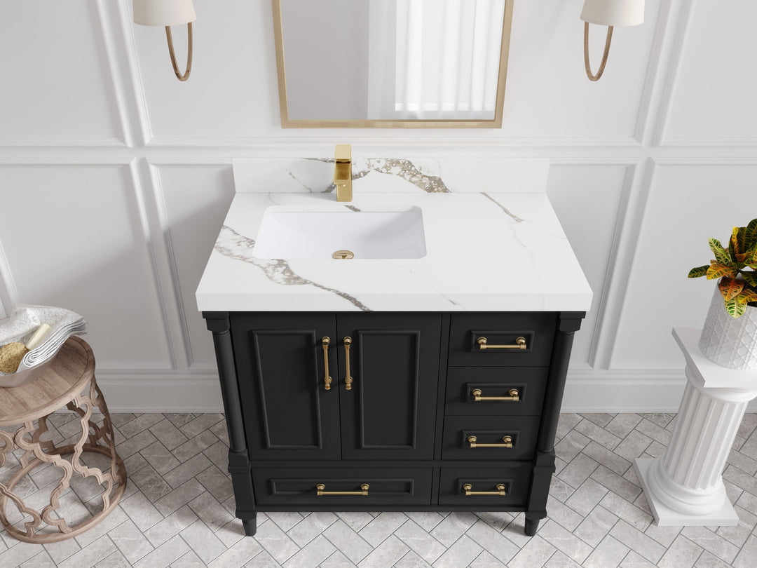 Aberdeen 36 in. W x 22 in. D Left Offset Sink Bathroom Vanity