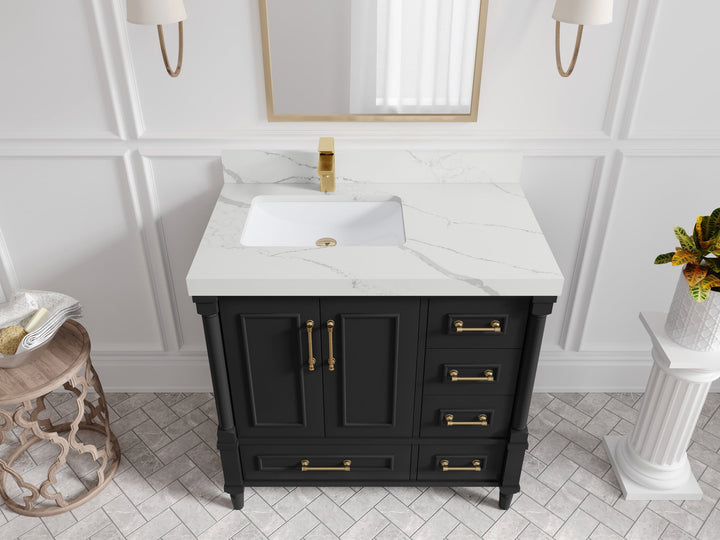 Aberdeen 36 in. W x 22 in. D Left Offset Sink Bathroom Vanity - photo 13