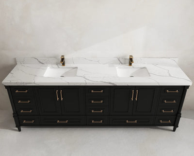 Aberdeen 96 in W x 22 in D Free Standing Double Sink Bathroom Vanity