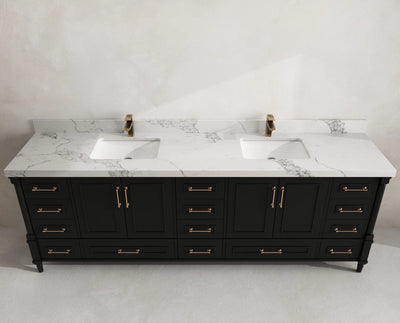 Aberdeen 96 in W x 22 in D Free Standing Double Sink Bathroom Vanity