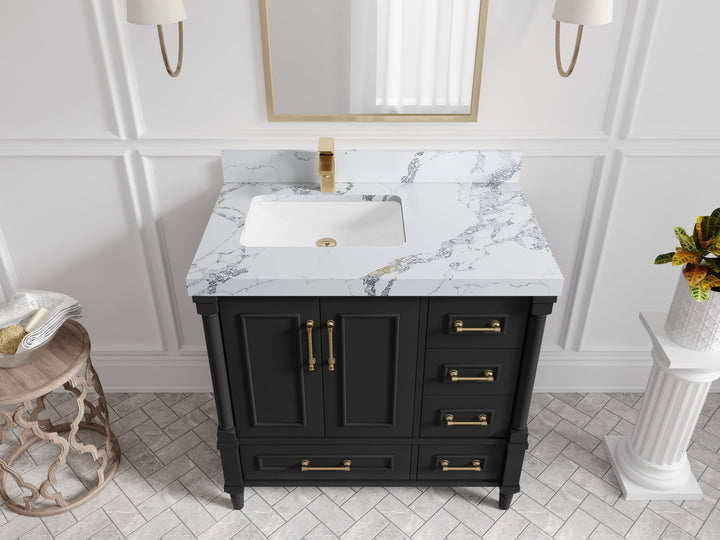 Aberdeen 36 in. W x 22 in. D Left Offset Sink Bathroom Vanity - photo 11
