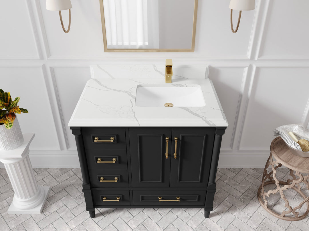 Aberdeen 36 in. W x 22 in. D Right Offset Sink Bathroom Vanity