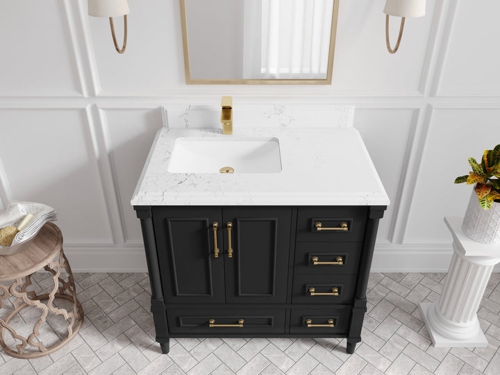 Aberdeen 36 in. W x 22 in. D Left Offset Sink Bathroom Vanity - photo 25