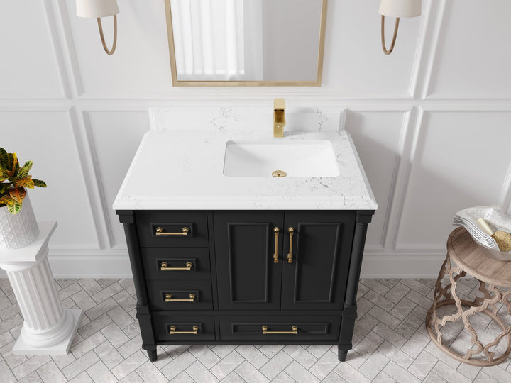 Aberdeen 36 in. W x 22 in. D Right Offset Sink Bathroom Vanity - photo 25