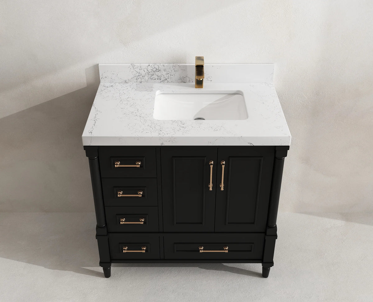Aberdeen 36 in. W x 22 in. D Right Offset Sink Bathroom Vanity