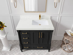 Aberdeen 36 in. W x 22 in. D Right Offset Sink Bathroom Vanity - photo 29
