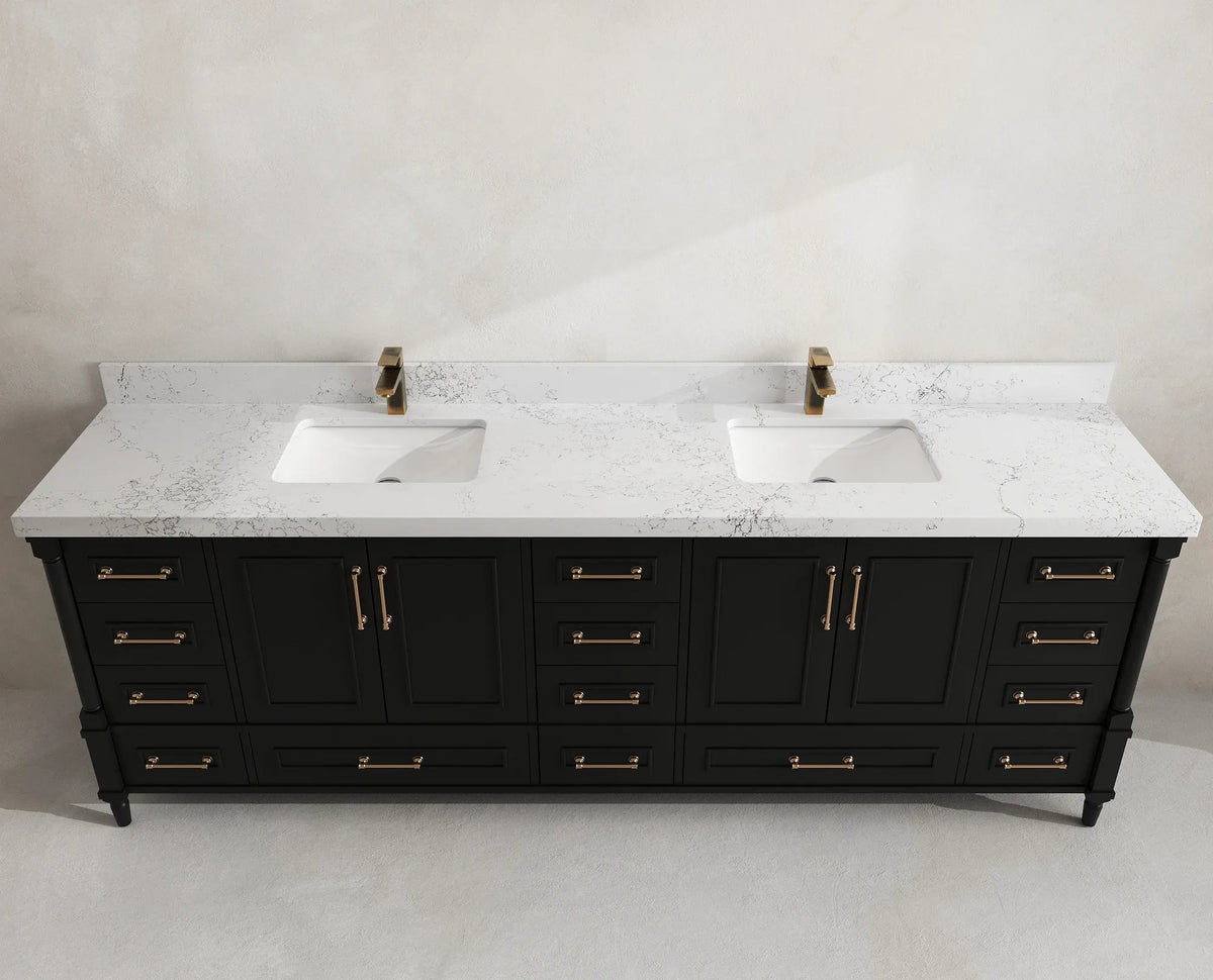 Aberdeen 96 in W x 22 in D Free Standing Double Sink Bathroom Vanity