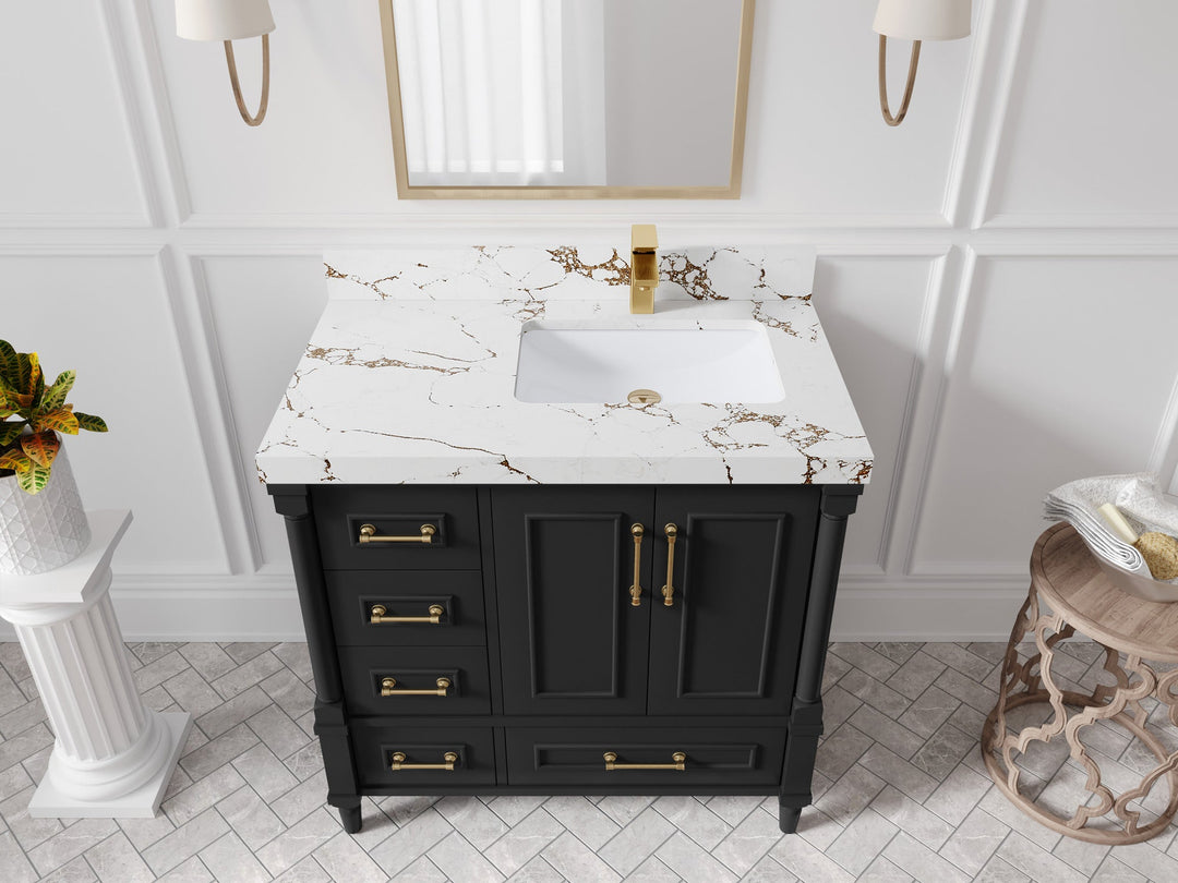 Aberdeen 36 in. W x 22 in. D Right Offset Sink Bathroom Vanity